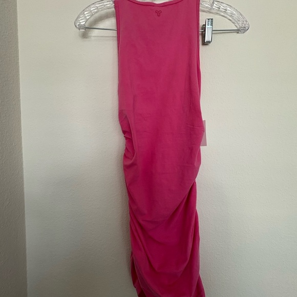 TNA  Ruched Mini Dress chill Malibu cosmo pink nwt size xs - Picture 2 of 8